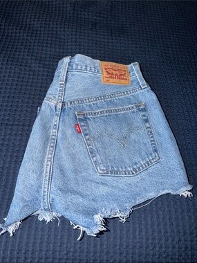 Levi's Light Blue Denim Mini Skirt with Frayed Hem